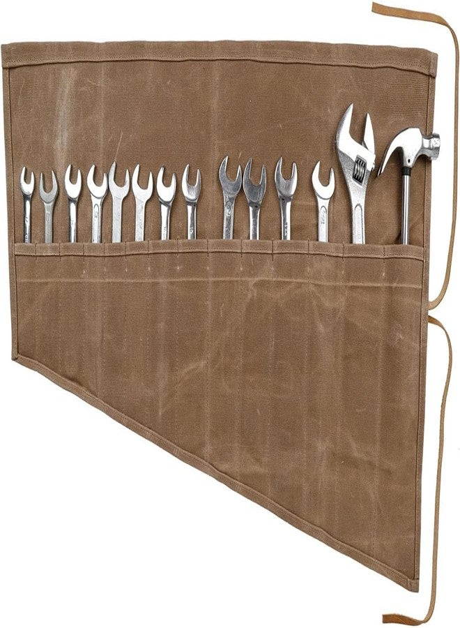 Pure Biking 14 Pockets Wrench Roll Up Organizer, Wrench Bag and Tool Organizer Bag Tool Bag Tools Kit Pouch (Tan Colour) - Image 1